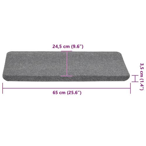 Selvklæbende trappemåtter 30 stk. 65x24,5x3,5 cm grå
