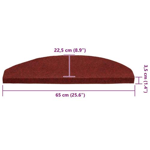 Selvklæbende trappemåtter 30 stk. 65x22,5x3,5 cm rød