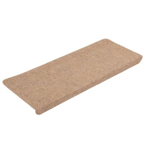 Selvklæbende trappemåtter 15 stk. 65x24,5x3,5 cm beige