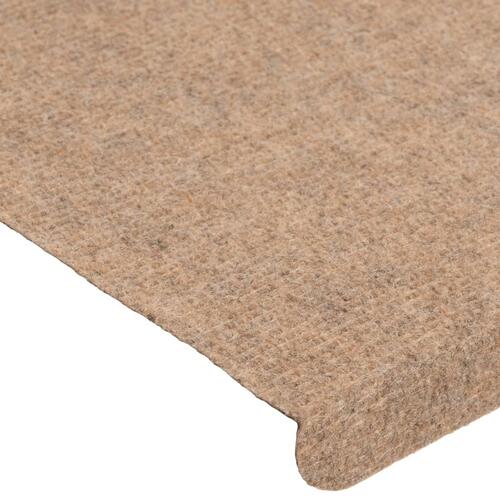 Selvklæbende trappemåtter 15 stk. 65x24,5x3,5 cm beige