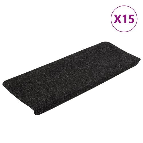 Selvklæbende trappemåtter 15 stk. 65x24,5x3,5 cm antracitgrå