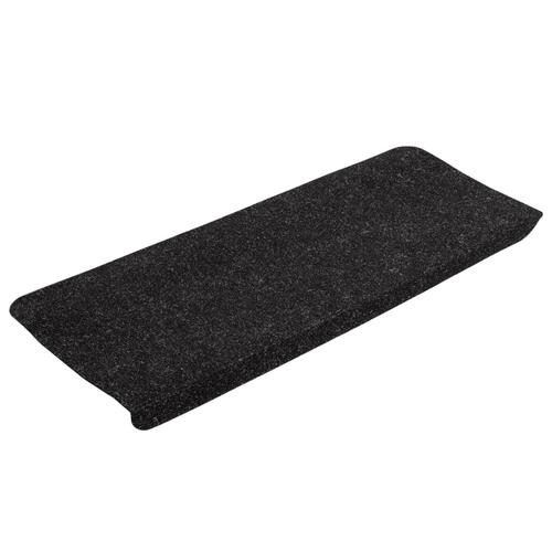Selvklæbende trappemåtter 15 stk. 65x24,5x3,5 cm antracitgrå