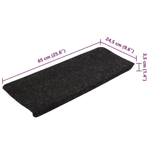 Selvklæbende trappemåtter 15 stk. 65x24,5x3,5 cm antracitgrå