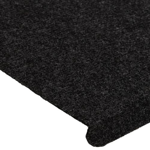 Selvklæbende trappemåtter 15 stk. 65x24,5x3,5 cm sort