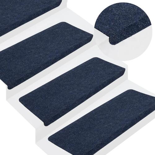 Selvklæbende trappemåtter 15 stk. 65x24,5x3,5 cm blå