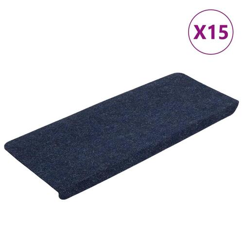 Selvklæbende trappemåtter 15 stk. 65x24,5x3,5 cm blå