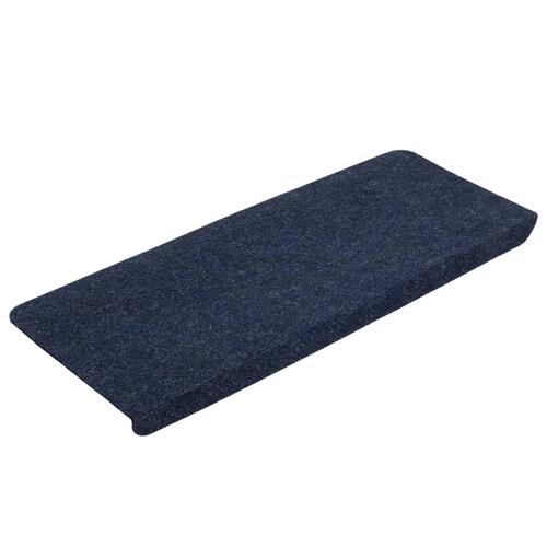 Selvklæbende trappemåtter 15 stk. 65x24,5x3,5 cm blå