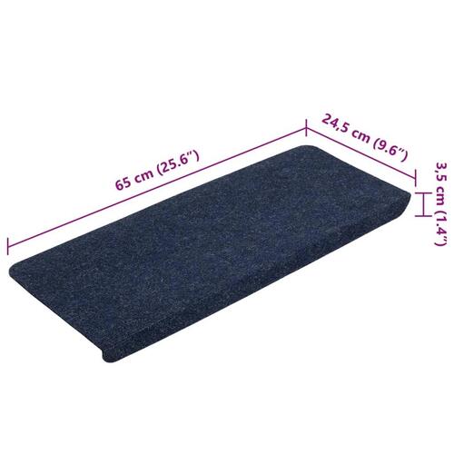 Selvklæbende trappemåtter 15 stk. 65x24,5x3,5 cm blå