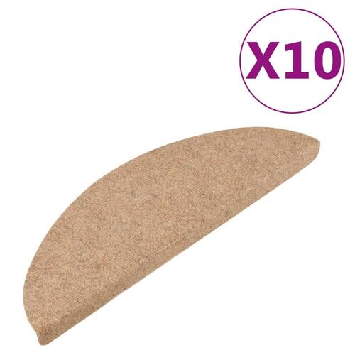 Selvklæbende trappemåtter 10 stk. 56x17x3 cm beige