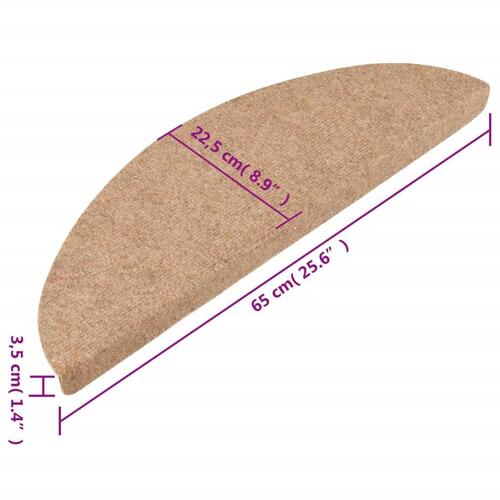Selvklæbende trappemåtter 10 stk. 65x22,5x3,5 cm beige