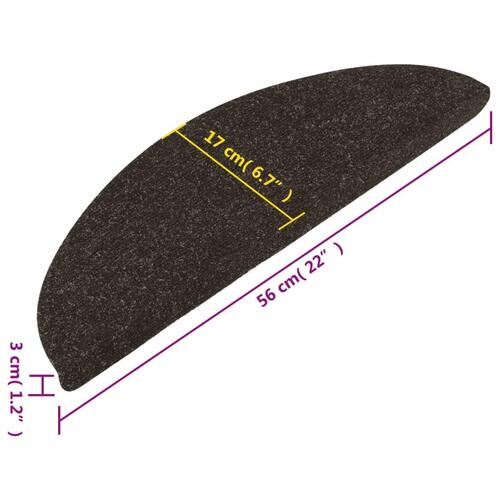 Selvklæbende trappemåtter 10 stk. 56x17x3 cm antracitgrå