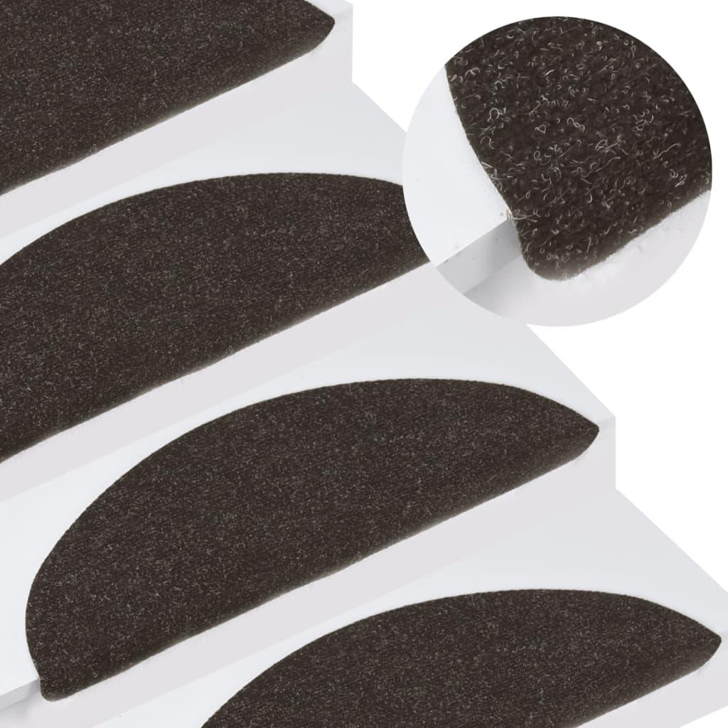 Selvklæbende trappemåtter 10 stk. 65x22,5x3,5 cm sort
