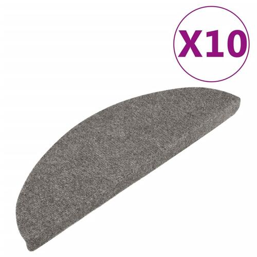 Selvklæbende trappemåtter 10 stk. 56x17x3 cm grå