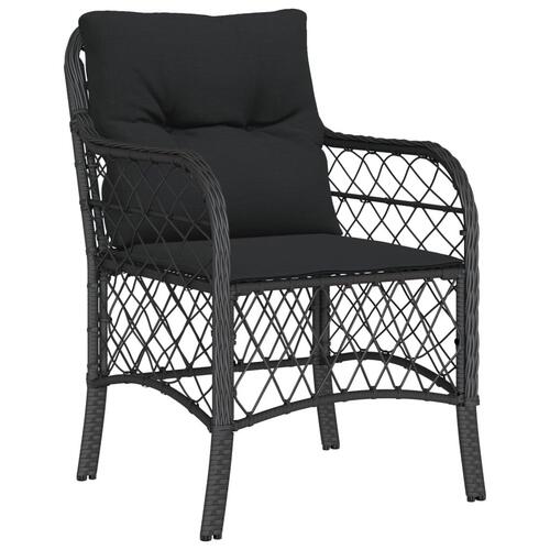 Spisebordssæt til haven 7 dele med hynder polyrattan sort
