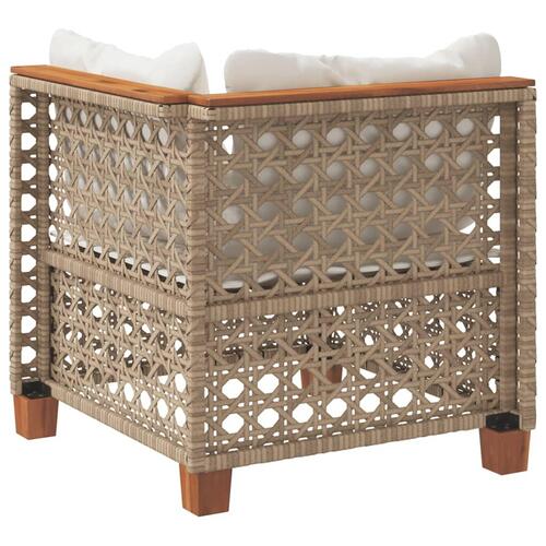 Hjørnemodul til havesofa med hynder polyrattan beige