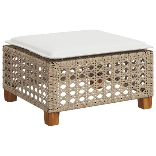 Haveskammel med hynde 63,5x56x32 cm polyrattan beige