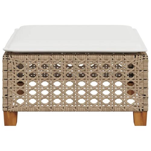 Haveskammel med hynde 63,5x56x32 cm polyrattan beige