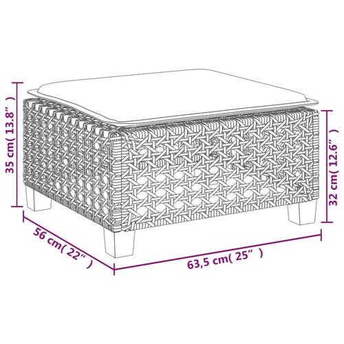 Haveskammel med hynde 63,5x56x32 cm polyrattan beige