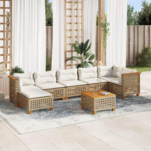 Sofasæt til haven 8 dele med hynder polyrattan beige