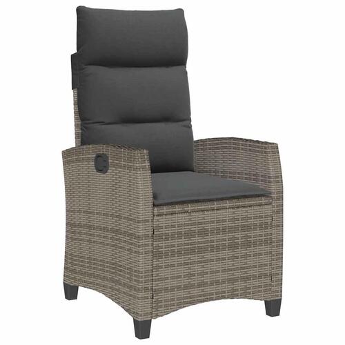 Havestol med lænefunktion og sidebord polyrattan grå