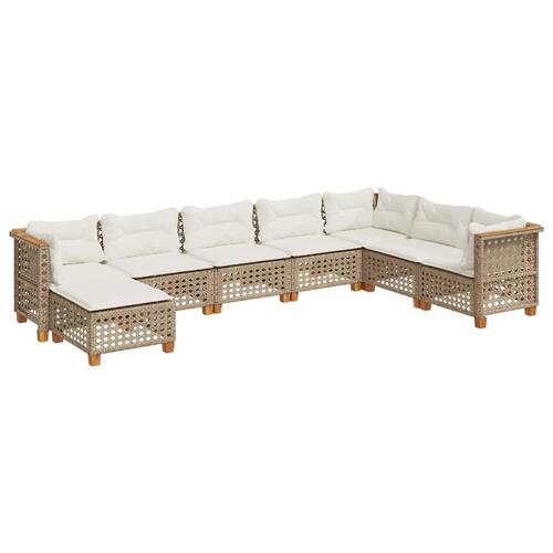 Sofasæt til haven 8 dele med hynder polyrattan beige