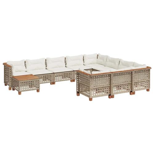 Sofasæt til haven 11 dele med hynder polyrattan beige