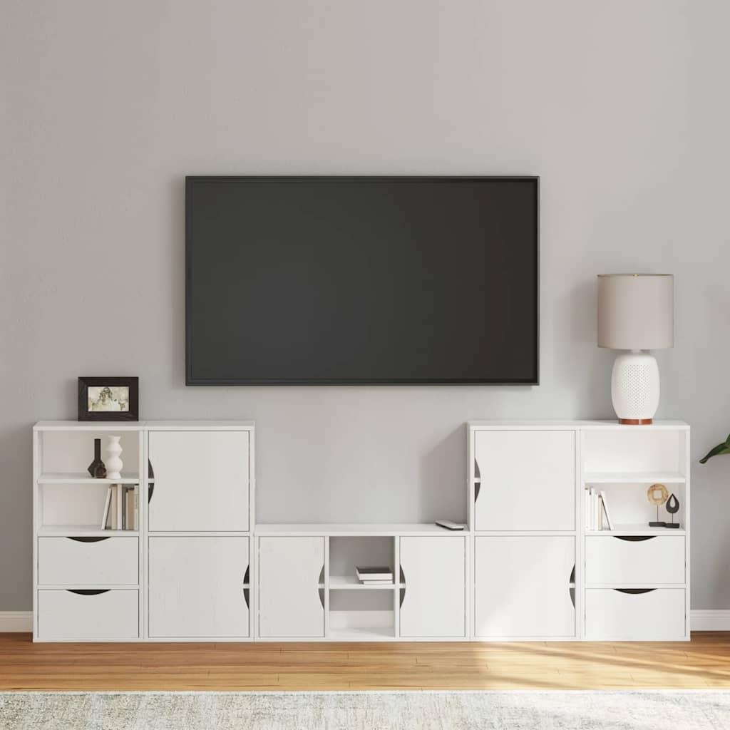Tv-Skabe Med Opbevaring Odda Massivt Fyrretræ - Hvid / 6 shelves 4 drawers