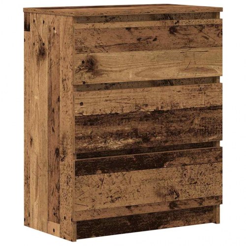 Skænk 60×35×76 cm i konstrueret træ - antikt træ look, 3 skuffer