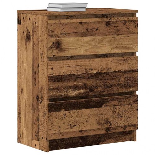 Skænk 60×35×76 cm i konstrueret træ - antikt træ look, 3 skuffer