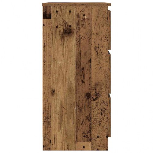Skænk 60×35×76 cm i konstrueret træ - antikt træ look, 3 skuffer