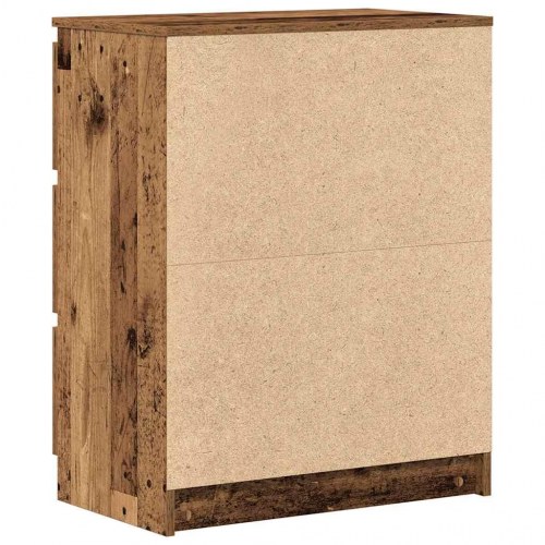 Skænk 60×35×76 cm i konstrueret træ - antikt træ look, 3 skuffer