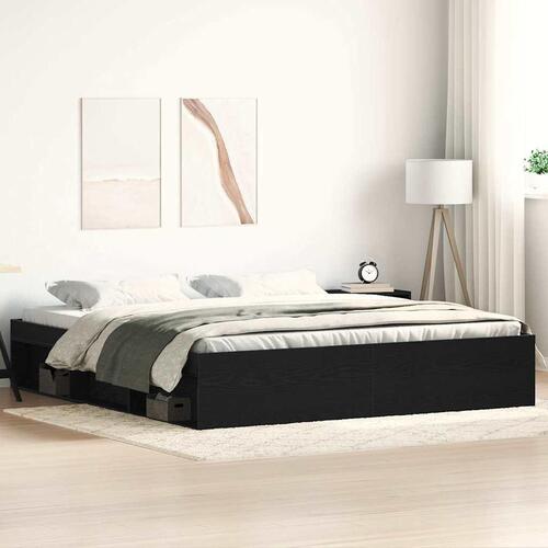 Sengestel uden madras 200x200 cm konstrueret træ sort eg