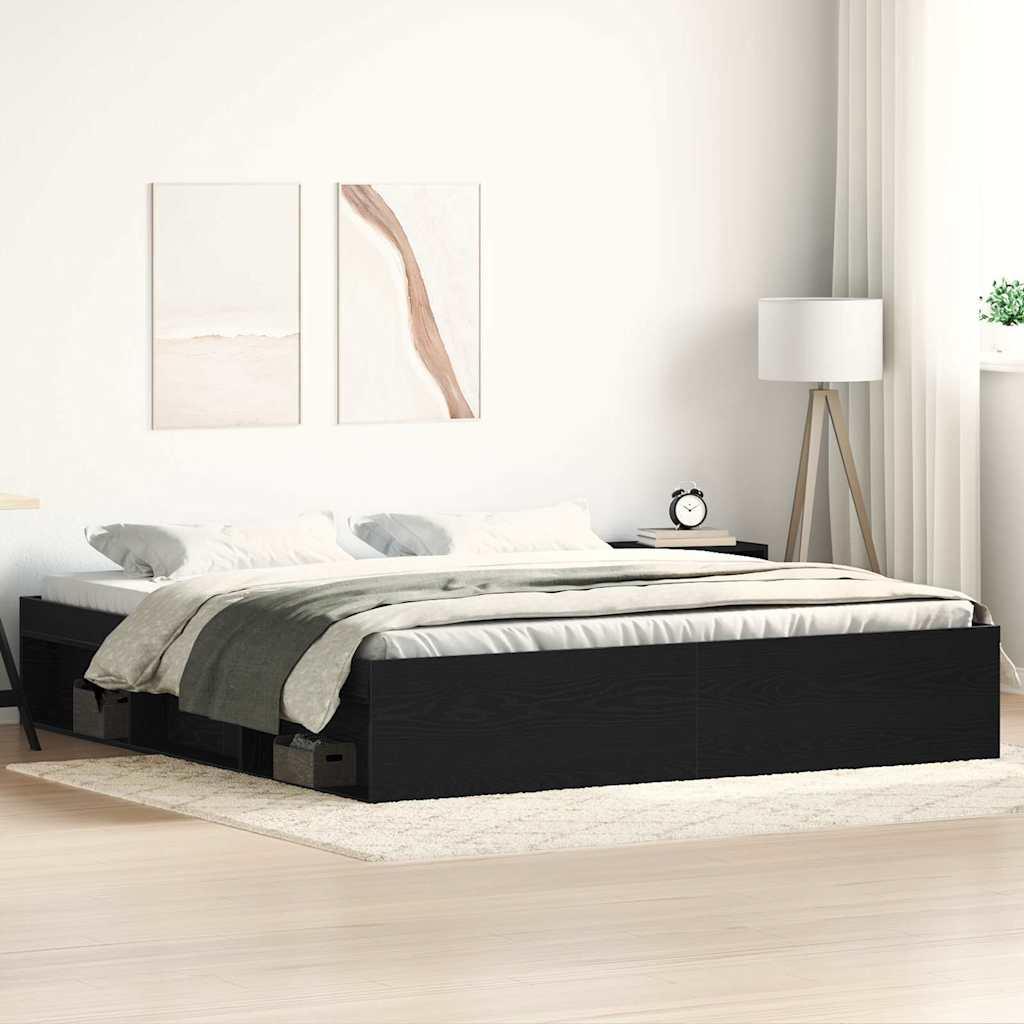 Sengestel uden madras 200x200 cm konstrueret træ sort eg