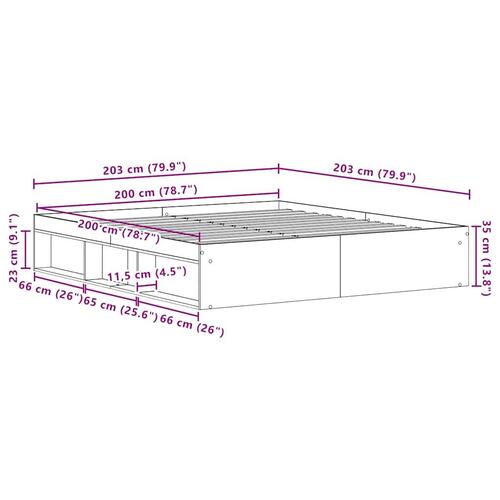 Sengestel uden madras 200x200 cm konstrueret træ sort eg