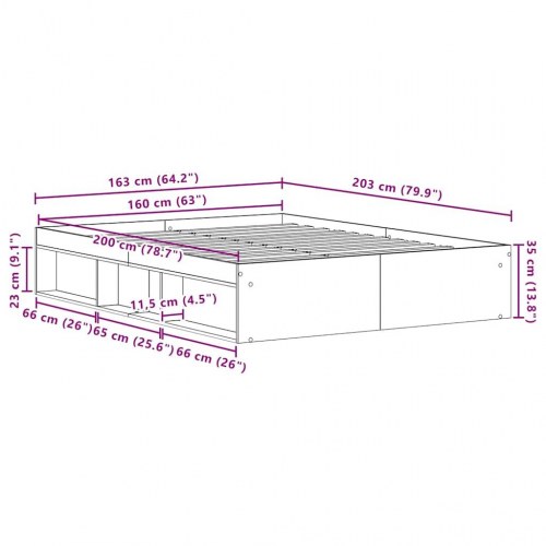 Sengestel uden madras 160×200 cm - konstrueret træ, sort eg