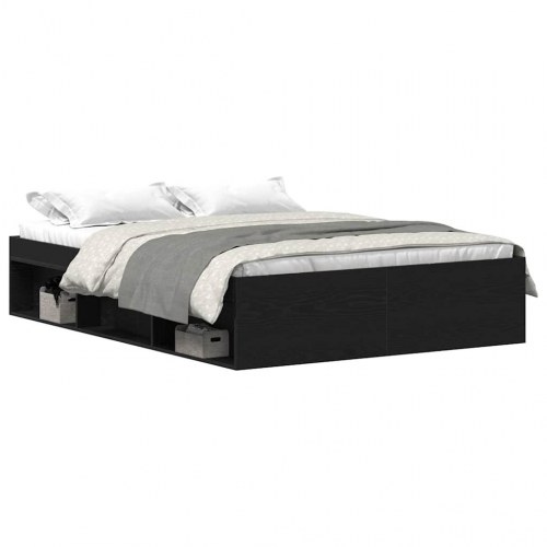 Sengestel uden madras 135×190 cm - konstrueret træ, sort eg