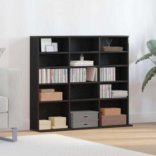 Cd-reol 100x23x89,5 cm konstrueret træ sort-eg
