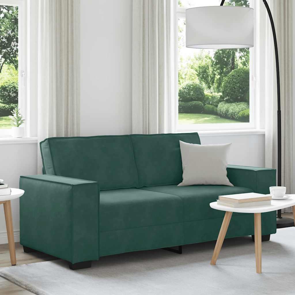 2-Personers Sofa Velour - 140 cm / Mørkegrøn