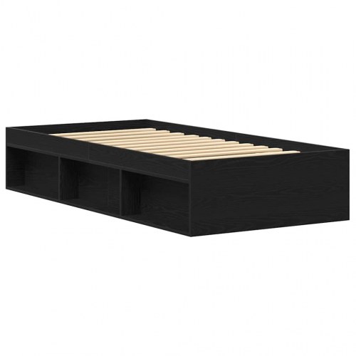 Sengeramme med opbevaring 75x190 cm - konstrueret træ, sort eg