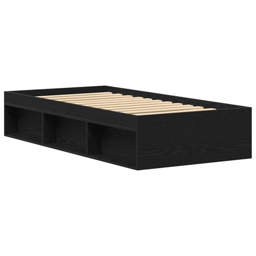 Sengeramme med opbevaring 75x190 cm - konstrueret træ, sort eg