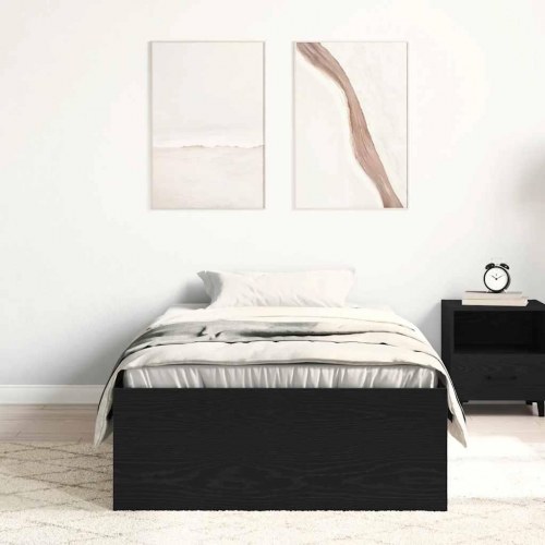 Sengeramme med opbevaring 100x200 cm - konstrueret træ, sort eg