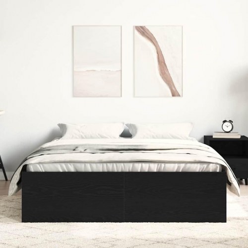 Sengestel med opbevaring 120x200 cm - konstrueret træ, sort eg