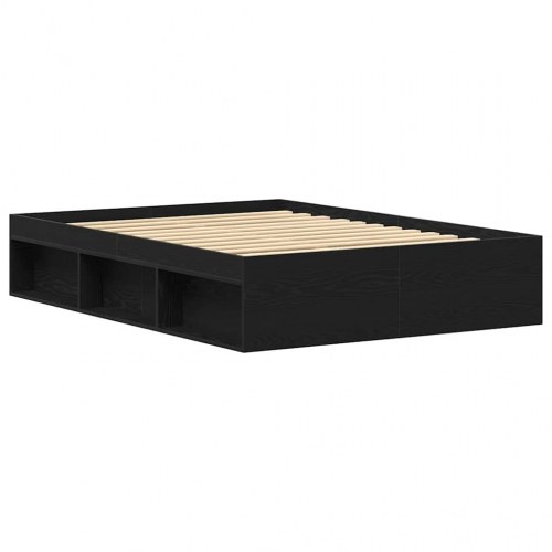 Sengestel med opbevaring 120x200 cm - konstrueret træ, sort eg