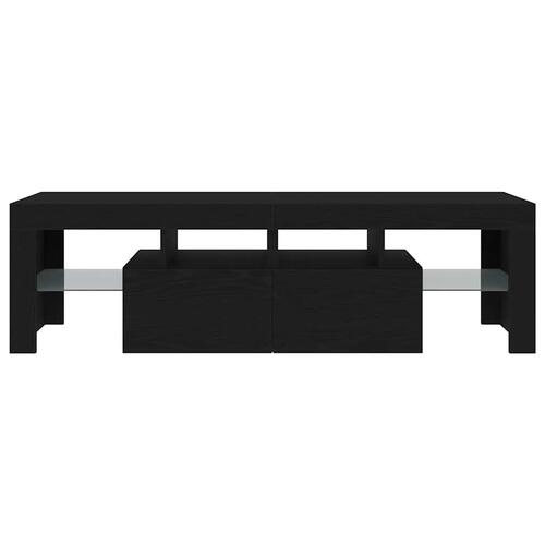 Tv-bord med LED-lys 140x36,5x40 cm konstrueret træ sort egetræ