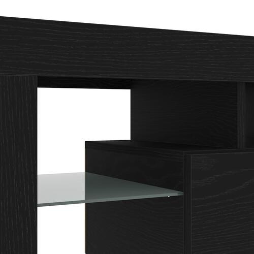 Tv-bord med LED-lys 140x36,5x40 cm konstrueret træ sort egetræ