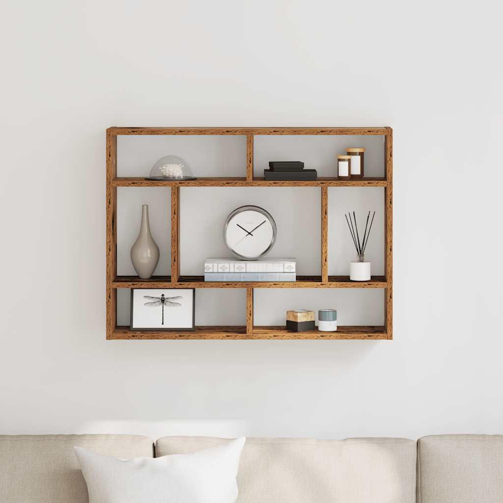 Væghylde 75x16x55 cm konstrueret træ antikt træ billede