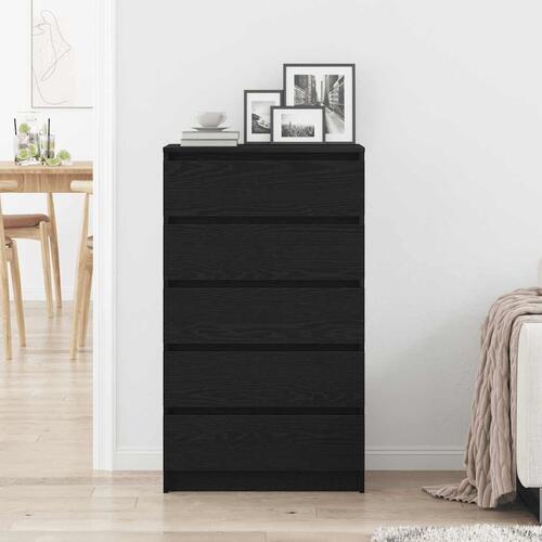 Kommode 60x36x103 cm konstrueret træ sort egetræsfarve