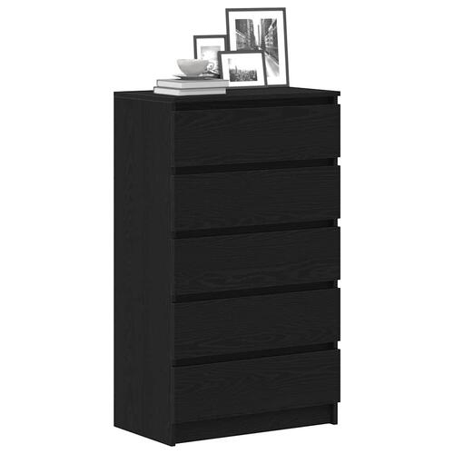 Kommode 60x36x103 cm konstrueret træ sort egetræsfarve