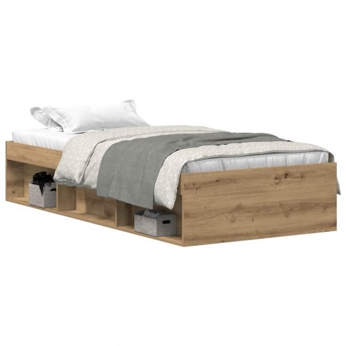 Sengeramme 75×190 cm i kunsteg - uden madras, med opbevaring
