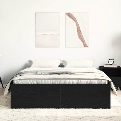Sengestel med opbevaring 140x200 cm - konstrueret træ, sort eg